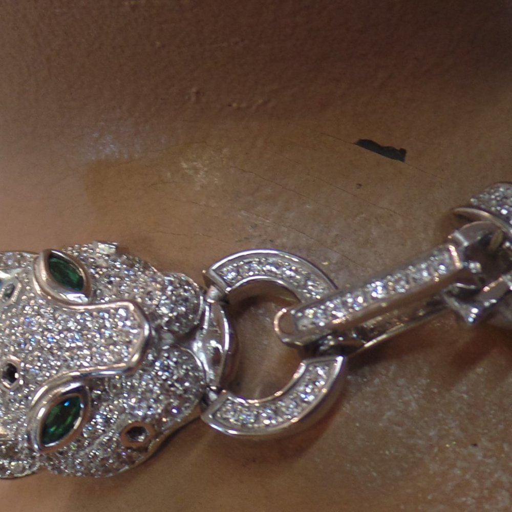 Tiara Leopard Head SS 9.25 CZ Bracelet BNWT - Picture 3 of 12